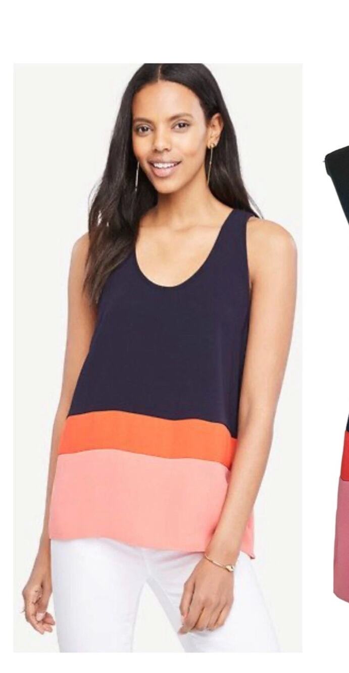 Ann Taylor Color Block Blue Pink Tank Size Small